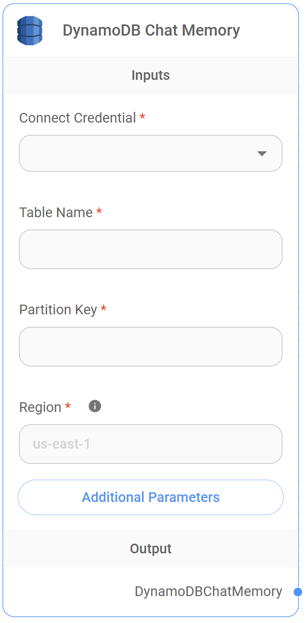 <p>DynamoDB Chat Memory Node</p>